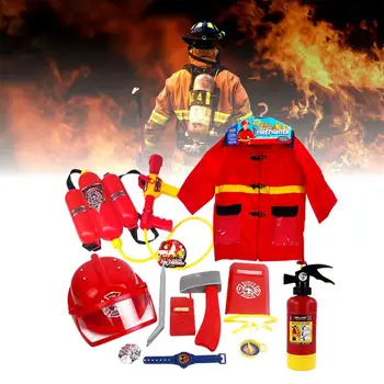

12 pcs Pretend Firefighters Play Toy Children's Toys Fire Caps Fire Clothes Water Gun Fire Extinguishing Tools Firefighters Suit