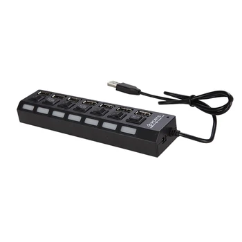 

JDL-A7 HUB USB Hub 7 Port USB 2.0 Independent Switch Indicator High Speed Ultra Slim Splitter Hub with USB Cable for Desktop