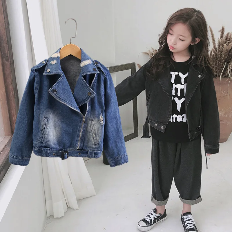 

2018 Children's Garment Autumn Fashion Embroidery Child Lapel Cowboy Loose Coat