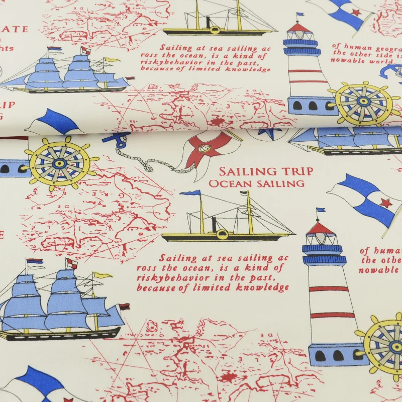 

Sailing Trip Scene Designs Bedding Tecido 100% Cotton Fabric Sewing Cloth Scrapbooking Quilting Patchwork Dolls Decorations CM