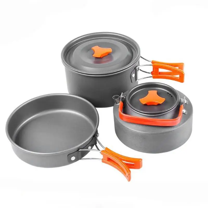 Ultraligero utensilios Camping utensilios al aire libre juego de vajilla de senderismo Picnic mochila Camping vajilla olla Pan 1-2persons