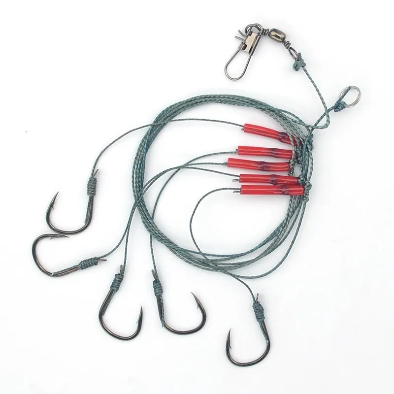

Iseama Hook Rigs 1 Piece Strong Braided Line String Hooks Fishing Rig with 5 Iseama Barbed Hooks Size 5#-13#