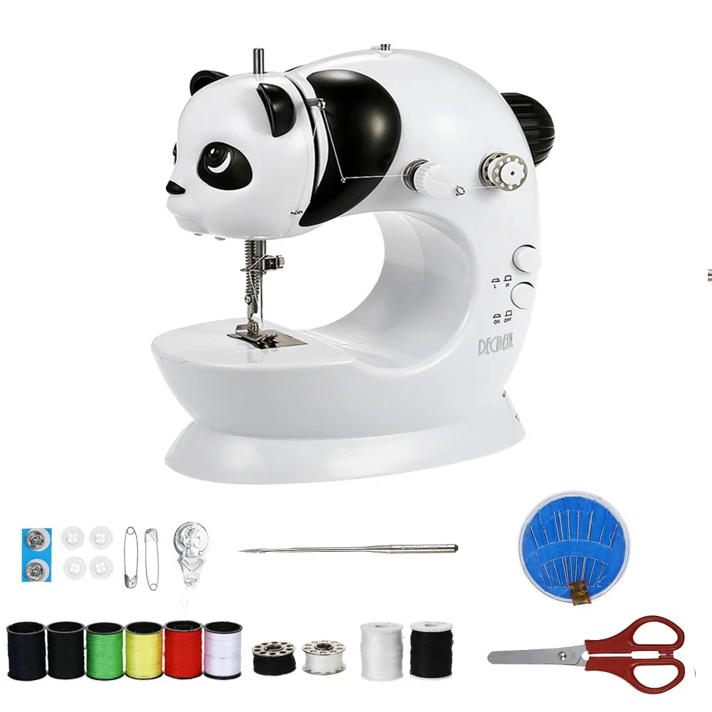 

Mini Electric Sewing Machine For Home Hand Machine To Sew Speed Adjustable with Pedal LED Light Sewing Accessories Kit