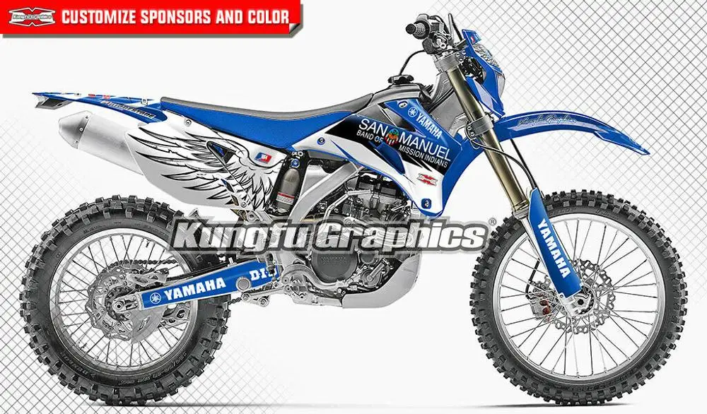 KUNGFU графика Dirt Bike наклейки MX Набор для Yamaha WR 250F 450F WR250F WR450F 2007 2008 2009 2010 2011 2012 2013