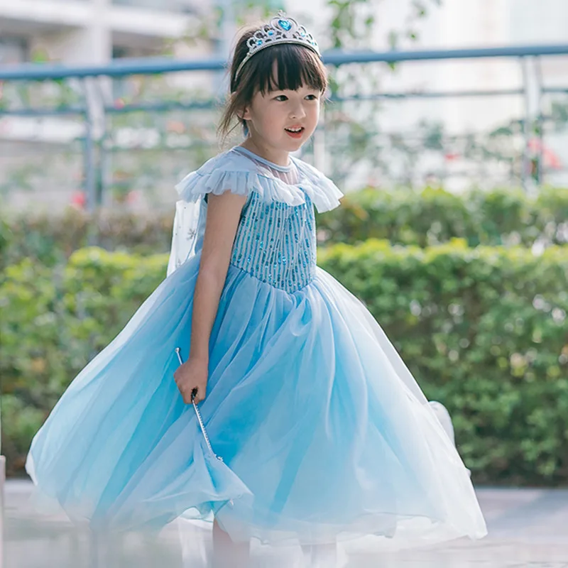Платье принцессы Эльзы для девочек, детские платья принцессы Эльзы, детские костюмы для Хэллоуина, дня рождения, костюмированной вечеринки