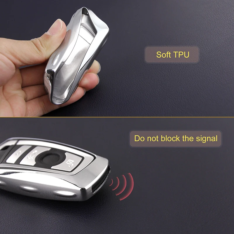 

Car Key Case For Bmw X3(F25) 2011-2017 Accessories TPU Cover Finer Electro-Optic High Quality Silver Car Key Case Fob Covers