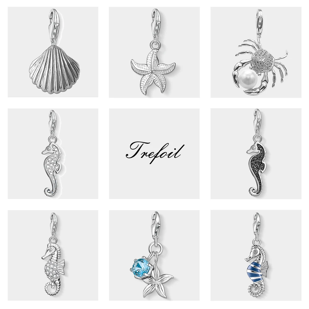 

Starfish Shell Crab Seahorse Charms Pendant,Jewelry 925 Sterling Silver Trendy Nautical Gift For Women Men Fit Bracelet Necklace