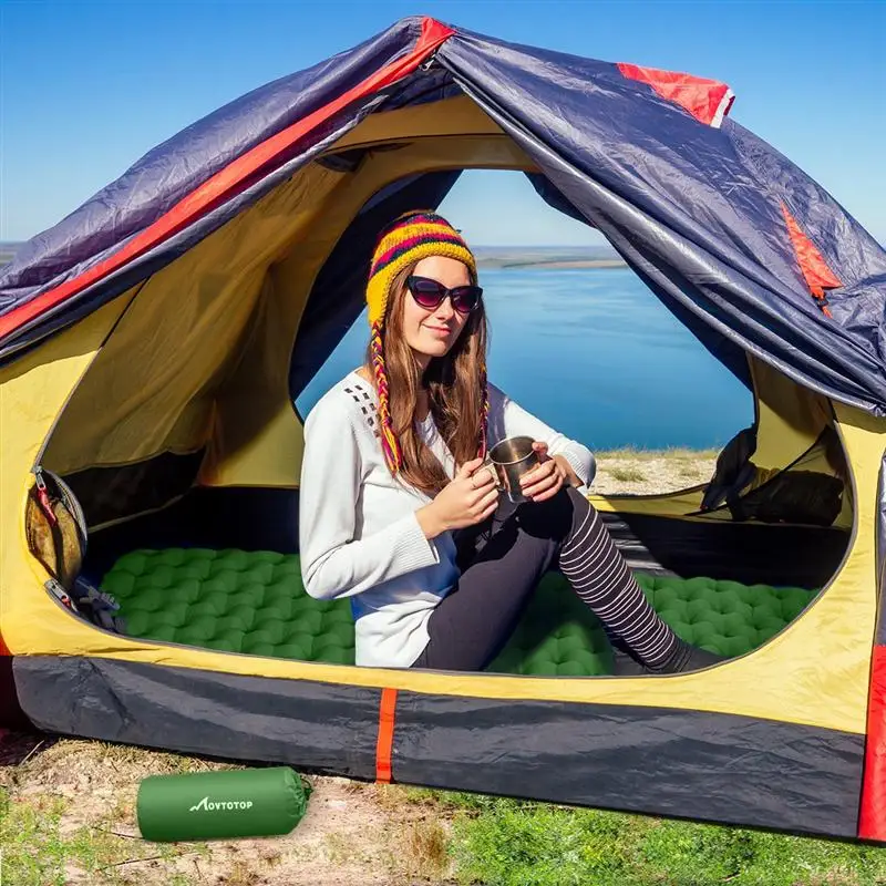 MOVTOTOP 1 قطعة نفخ وسادة النوم التخييم حصيرة نفخ خفيفة الوزن الهواء سادة للتخييم (الأخضر) MOVTOTOP 1 قطعة نفخ وسادة النوم التخييم حصيرة نفخ خفيفة الوزن الهواء سادة للتخييم (الأخضر)