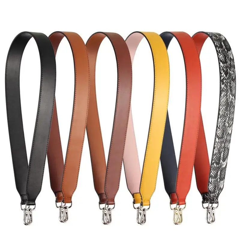 

Bag Strap Genuine Leather Double Sided Wide Shoulder Strap Silver Buckle Handbag Straps Accessories Belts For Bags Replacement