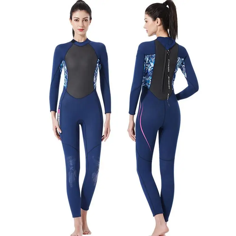 

Female 3MM Surfing One - piece Diving Suit Winter Camouflage Long - sleeved Thickened Cold - proof and Quick - drying Swimsuit