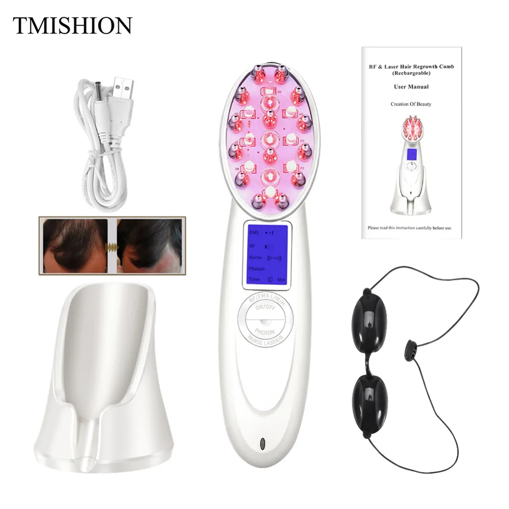 Laser Hair Growth Comb Photon Light Therapy Anti Hair Loss Massager Hair Regrowth Comb Hair Scalp Massage Brush Head Massager