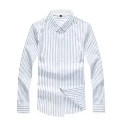 2019 Новая мода Простой дизайн с длинными рукавами рубашка в полоску Slim Fit мужской социальной хлопок Бизнес работы Платье 4xl 5xl 6xl 7xl