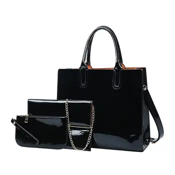 

3pcs/set Patent Leather Women Handbag Fashion Shoulder Messenger Bags for Ladies Party Crossbody Bag Clutch 2019 Hot Selling