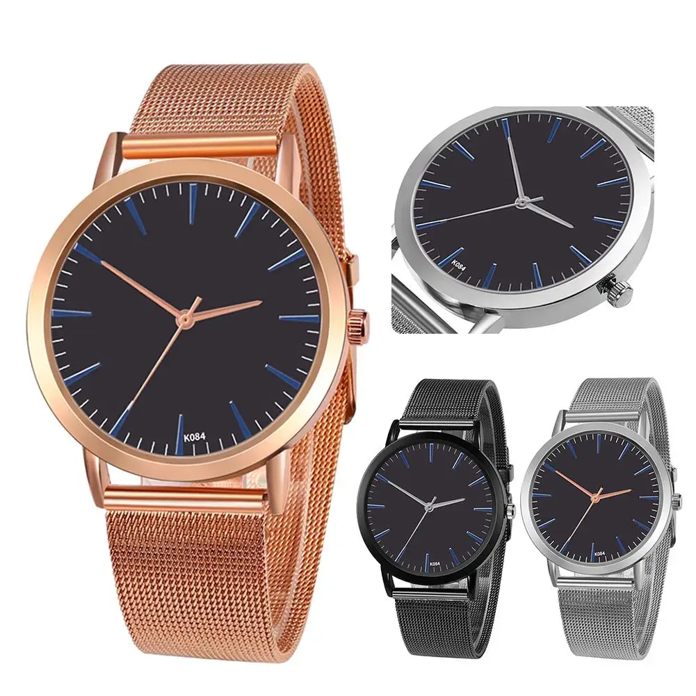 

Men's Watch Couple Leather Band Analog Quartz Round Business Wrist Watch For Women Men Steel Mesh Belt Watch Quartz Watch Unisex