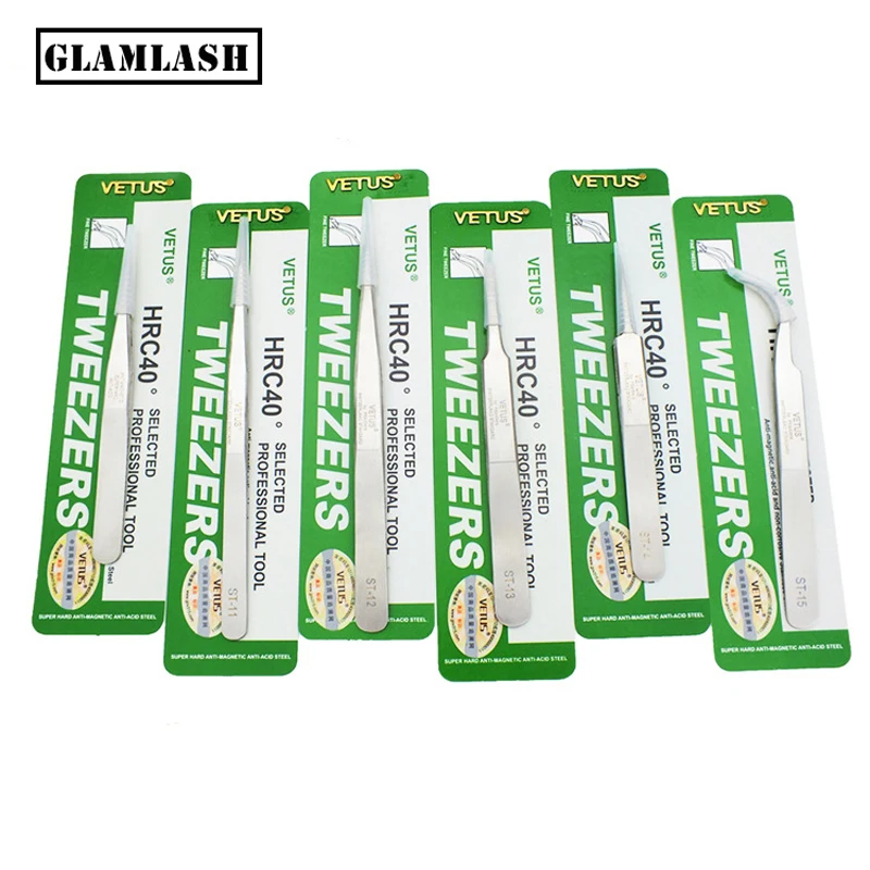 

VETUS ST Series Stainless Steel Tweezers False Eyelash Extension Tweezers Anti-static Eyebrow Lash Tweezers watchmaker tools