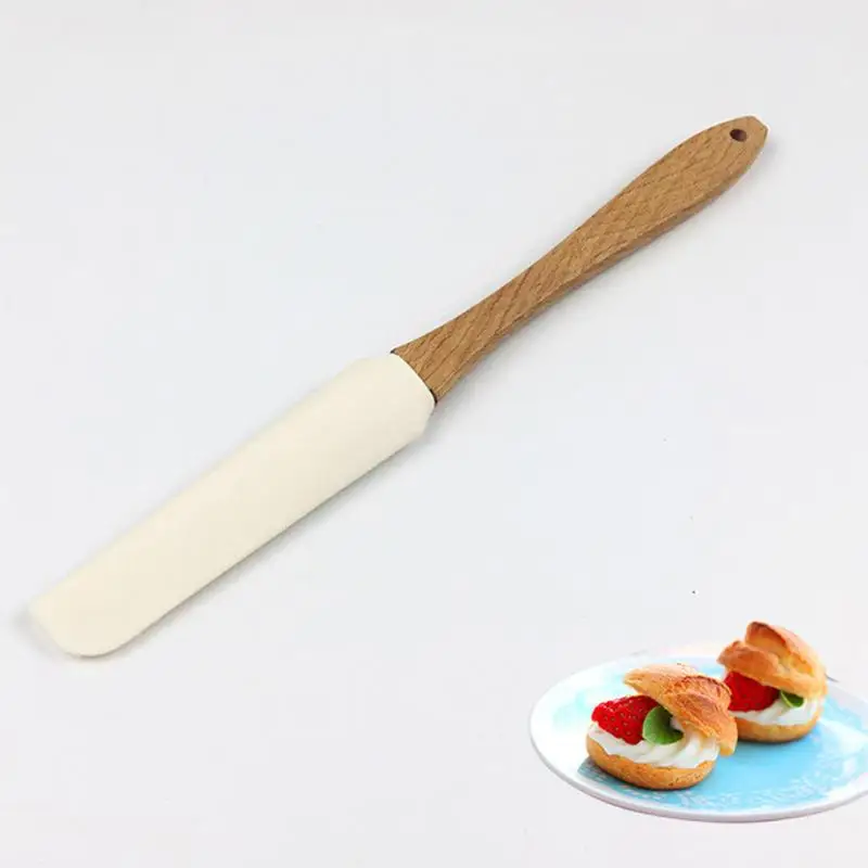 

Removable Kitchen Silicone Cream Butter Cake Spatula Mixing Batter Scraper Brush Butter Mixer Cake Baking Tool With Wood Handle