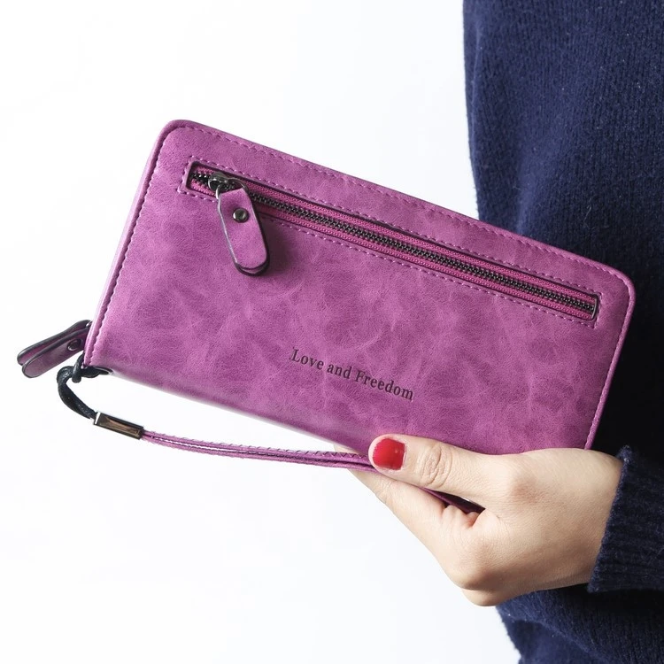 

Fashion Ladies Hand Wallet Female Long Section Japanese And Korean Zipper Multi-Function Retro Simple Large-Capacity Wallet