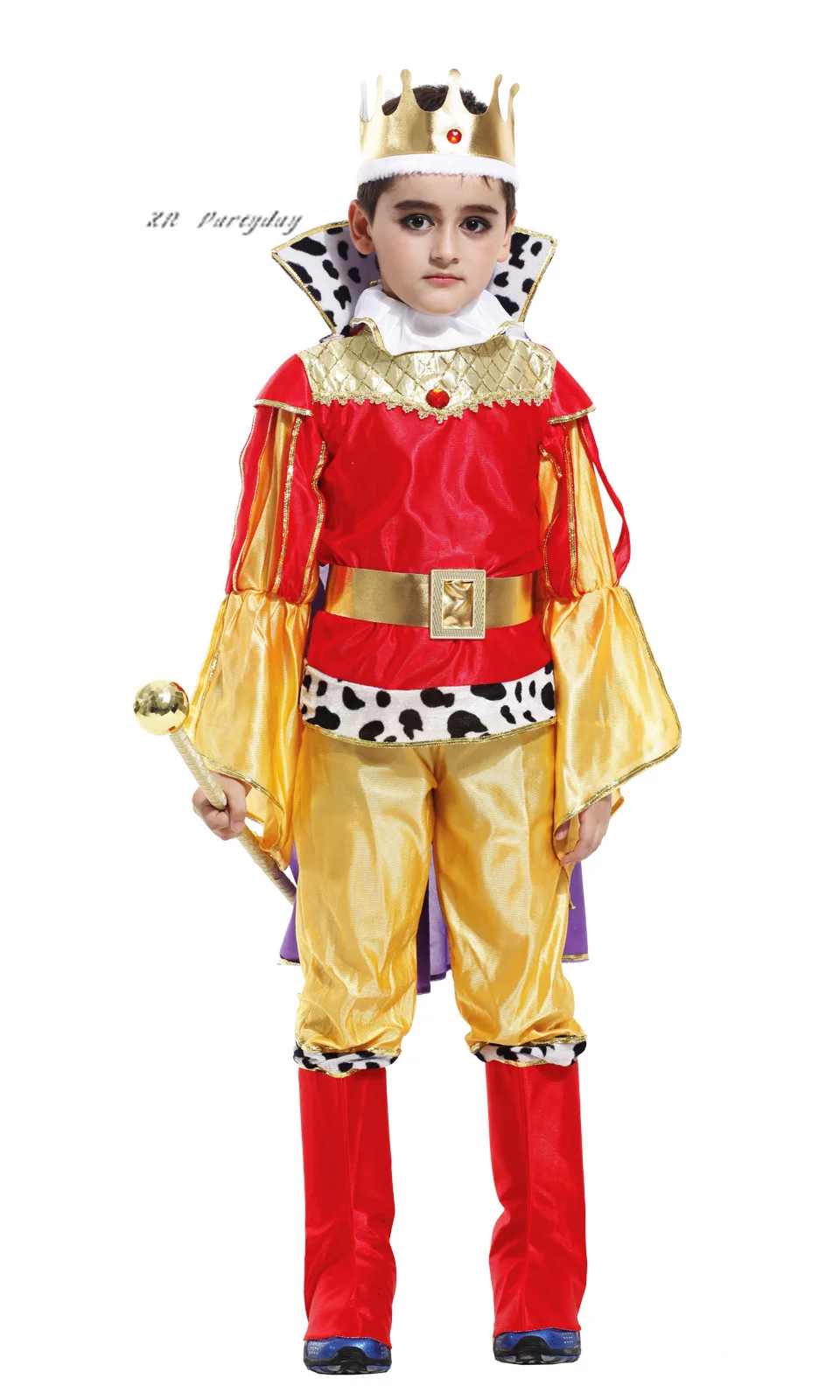 Red Boys Crown Prince Cosplay Children King Role Play Carnival Party