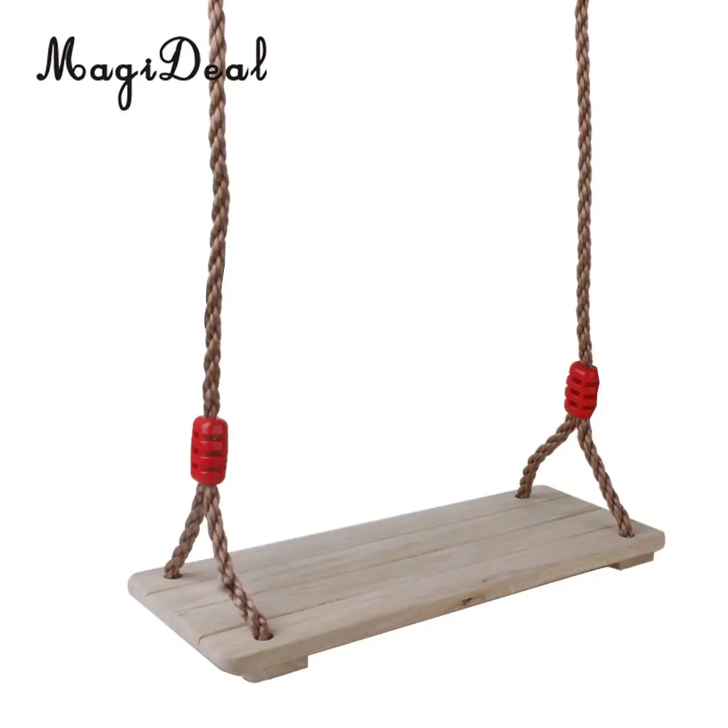 High Quality Birch Wood Outdoor Swing Set Seat with Rope for Children