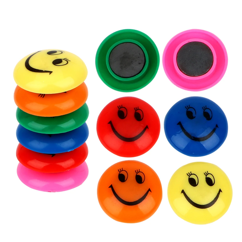 

12pcs/lot Smiling Face Fridge Magnet Home Decoration Colorful Circular Plastic Message Board Sticker Refrigerator Magnets