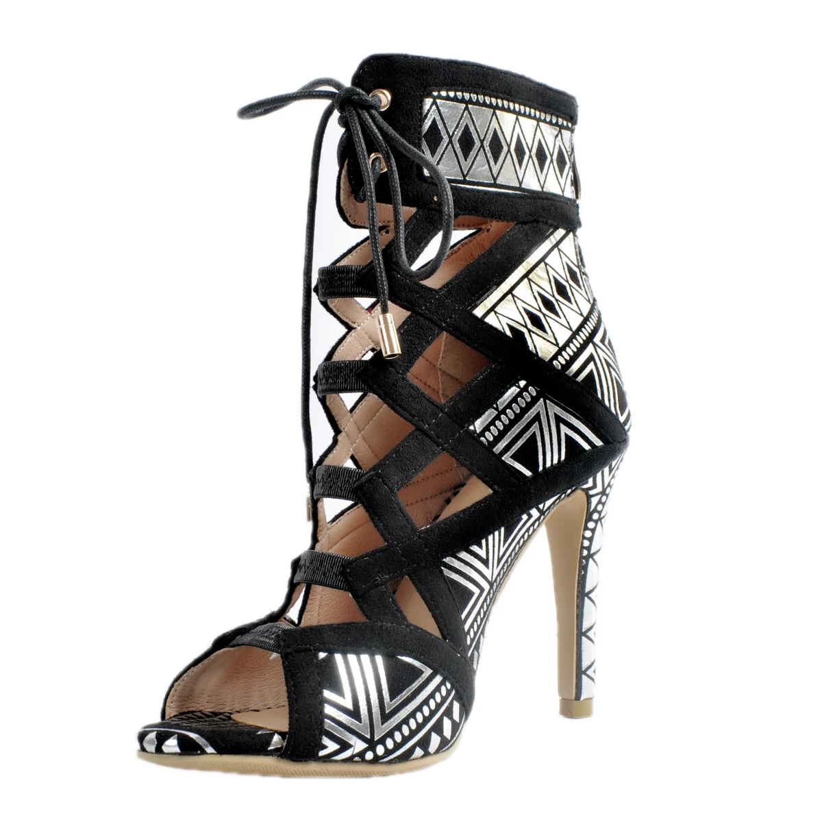 Il Grandi Donne Super Sandali Dimensioni Delle rosso Alto Banchetto Legato Rosso Nero Moraima colore Romano Vino Snc Donna Disegno bianco Tacco Scarpe Geometrico Croce Di Un4xawq5