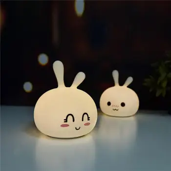 

New Arrival Creative Animal Model Energy Saving Rechargeable USB Lovely Rabbit Silicone LED Lamp Night Light Room Decoration