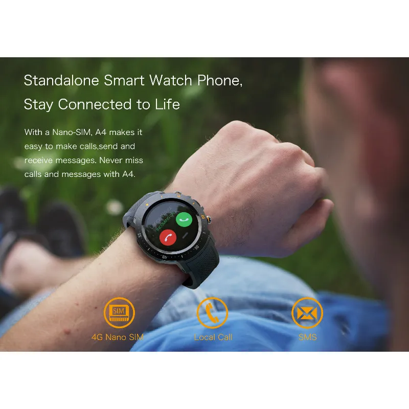 

4G Smart Watch Android OS 7.1 1GB+16GB SIM Bluetooth Call health monitoring Camera Sport Clock Smartwatch Men For IOS Andorid