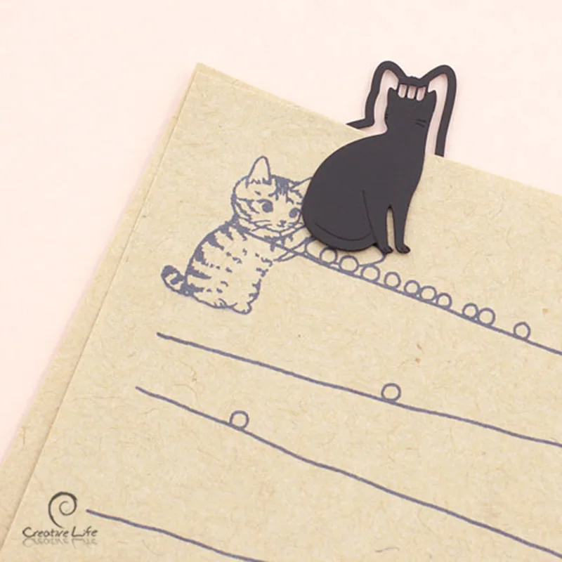 1 шт. милые металлические закладки для кошек Kawaii черные маркеры книг Новинка