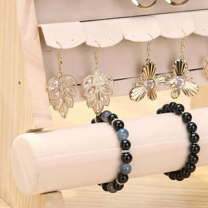 Wooden Jewelry Organizer Stand Props Earrings Bracelet Storage Display Rack