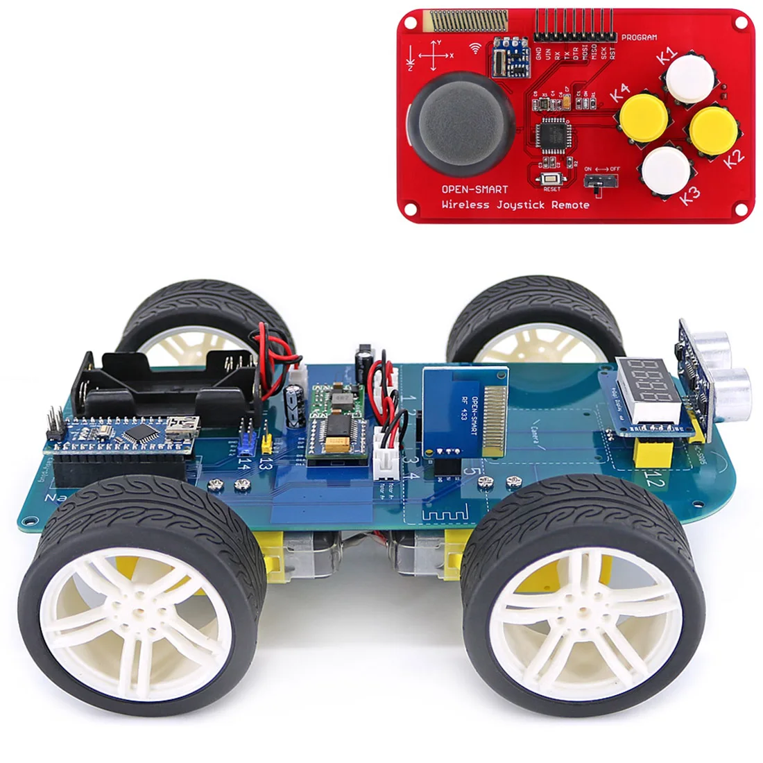 4WD 433MHz беспроводной джойстик пульт дистанционного управления резиновый колесный мотор-редуктор DIY умный автомобильный комплект для Arduino высокотехнологичная программируемая игрушка