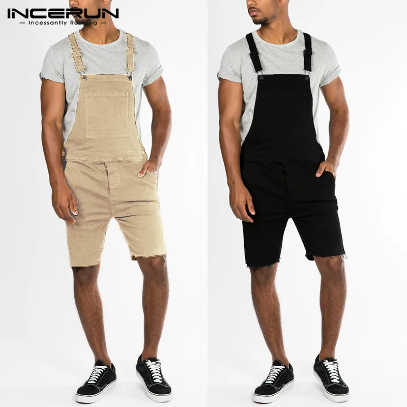 

Casual Mens Jumpsuits Sets Shorts Rompers Denim Overalls Vacation Bib Shorts Overall Rompers Fashion Summer Coveralls Hombre