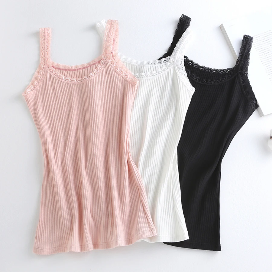 

Women Lace Camis Tops Summer New Sleeveless Beach Style Tanks Tops Ladies Tees Slim Knited Camisole