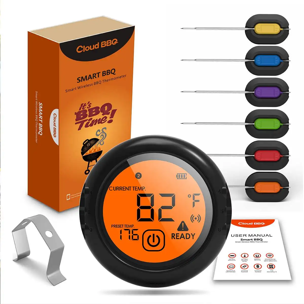 Digital Wireless BBQ Thermometer With 2 or 6 Probes bluetooth Control Food Cooking Timer Oven Meat Grill Thermometer Kitchen