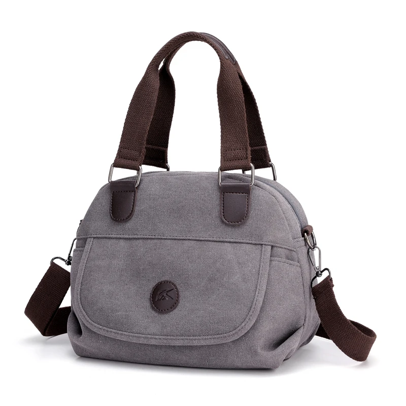 

Canvas Bag Vintage Shoulder Bags Women Handbags Solid Multi-pocket Ladies Hand Bag Casual Totes Bolsos Mujer Bolsa Feminina Sac