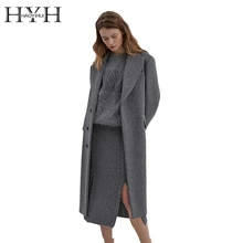 HYH HAOYIHUI однотонное длинное однобортное шерстяное пальто с лацканами однотонная уличная осенняя куртка-Тренч