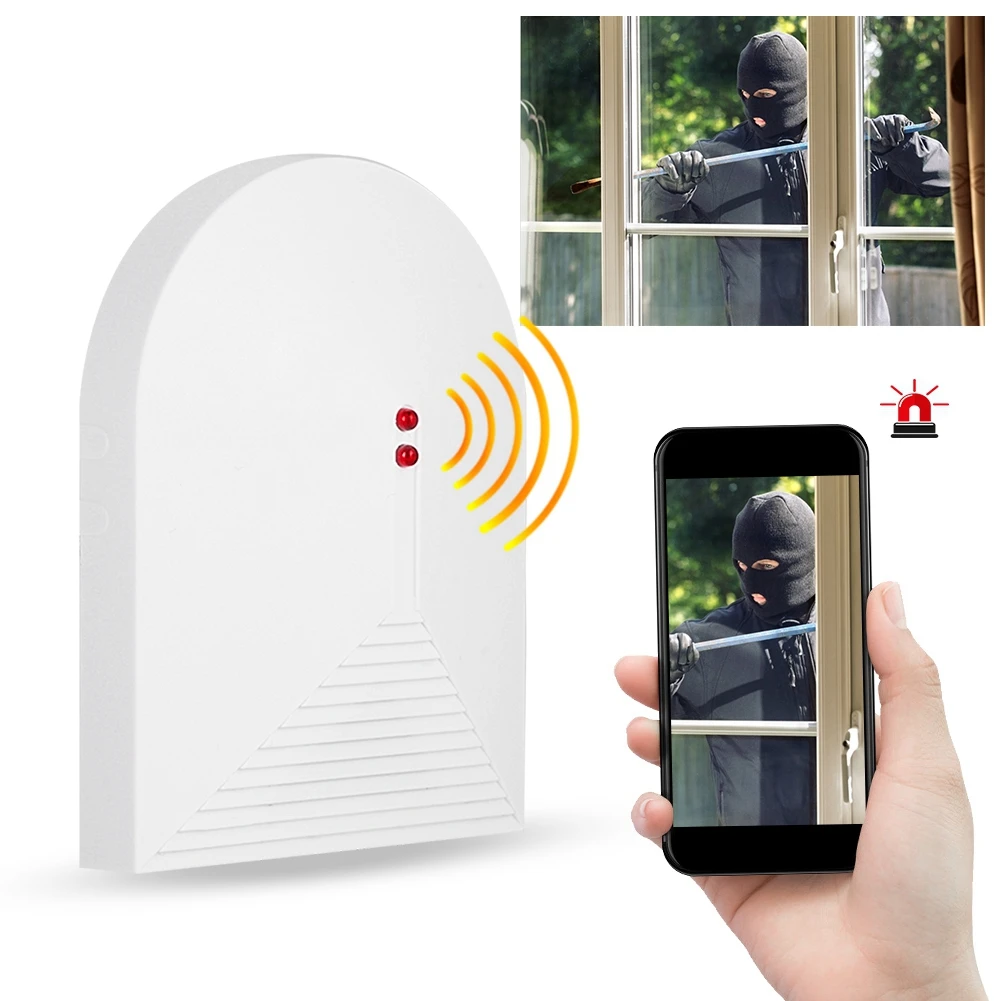 

Wireless Sensitive Crystal Broken Glass Detector Glass Break Sensor High Frequency Sound Pressure Detection Security Alarm