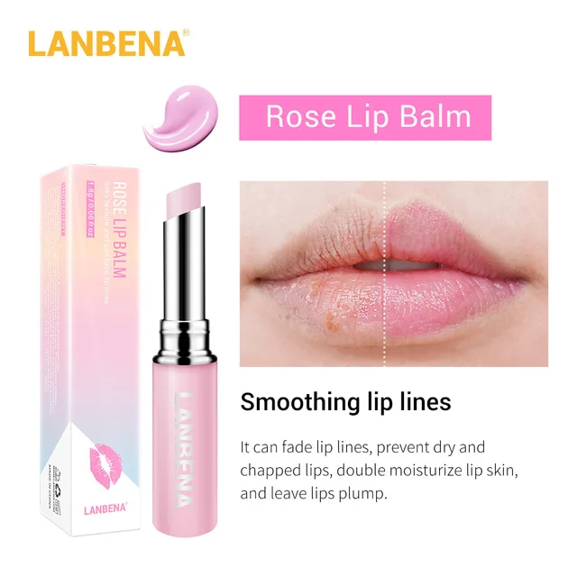 LANBENA Chameleon Lip Balm Hyaluronic Acid  Rose Moisturizing Natural Smoothing Lip Lines Long-lasting Nourishing Lip Care