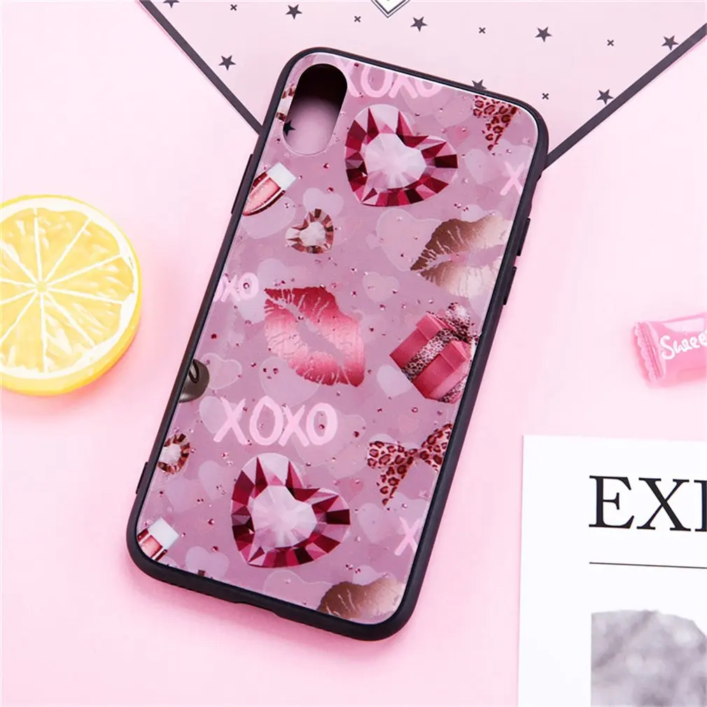 Lip Pattern Aurora Glass Phone Case Cover Shell Cellphone Case Protection Man Woman Fashion Accessories,Mobile Phone