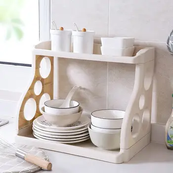 

2 Layer Storage Rack for Kitchen Sauces Knife Organize