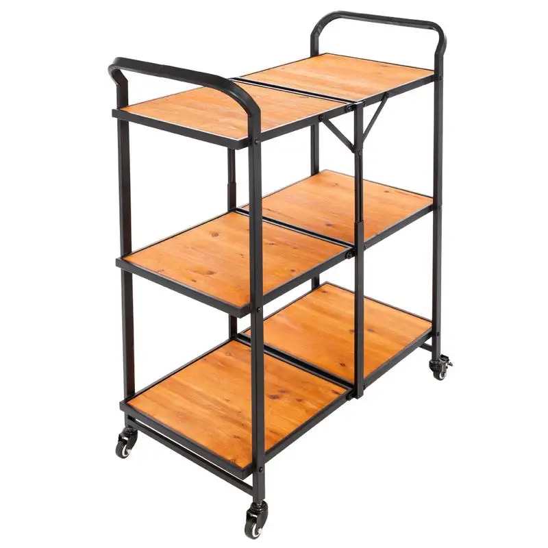 

Iron & Wood Foldable Multi-function Cart With Wheels Industrial Style Foldable Carts Smooth Mobility Functionality Metal Barrows