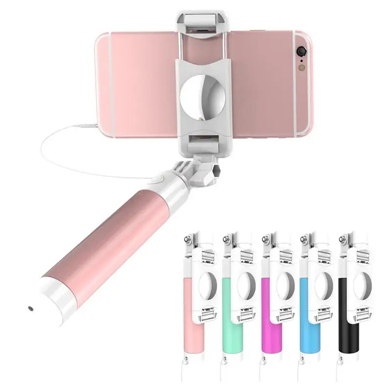  New Universal Selfie Stick Self-timer Lever Mini Foldable Wired Selfie Stick For IPhone 6 6S For Samsung Huawei Mobile Phone