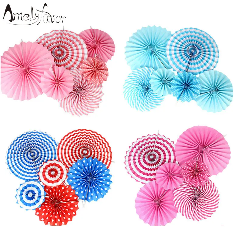 Paper Fan Flowers Round Paper Pinwheels Fan Hanging Decoration Birthday