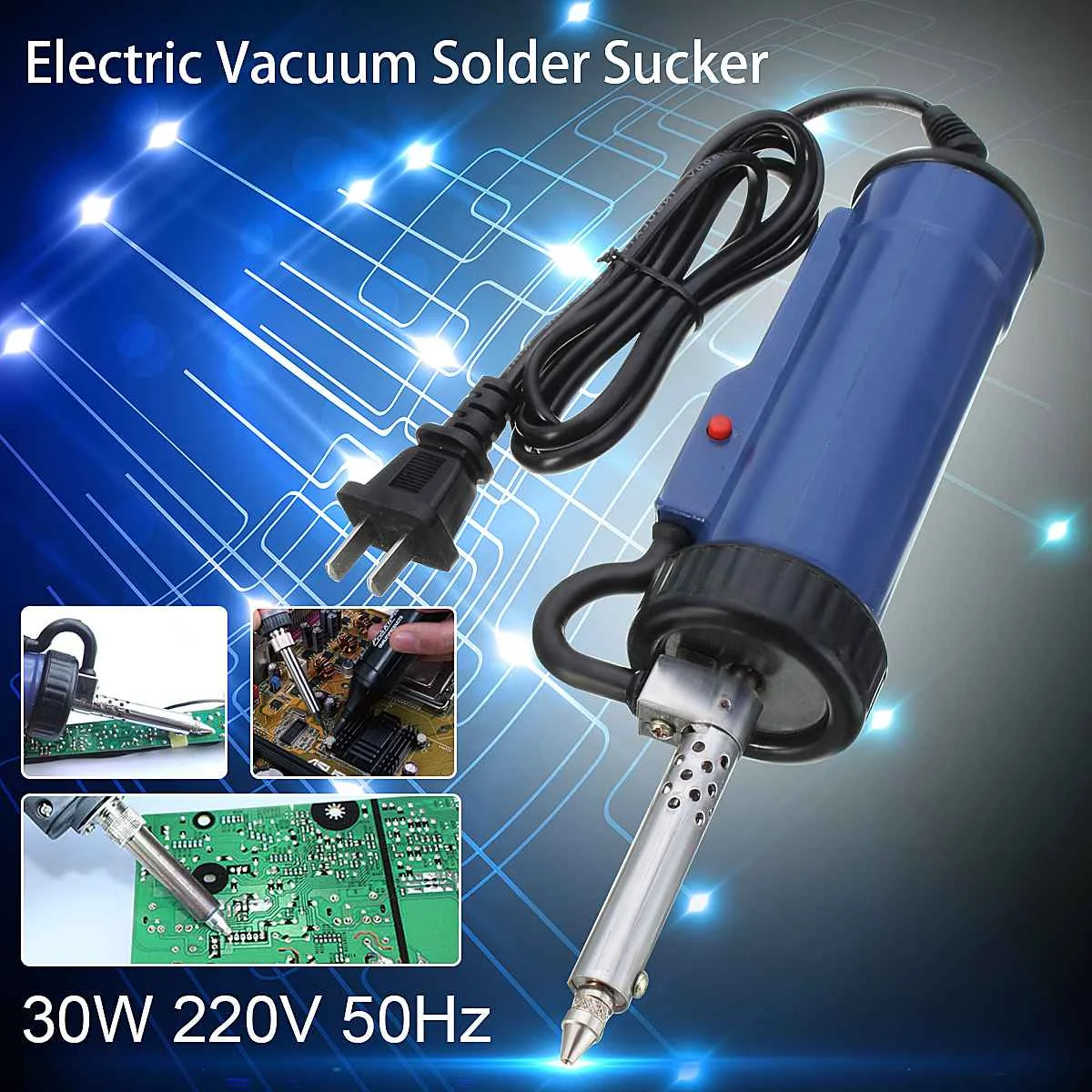 

30W 220V 50Hz Solder Sucker Electric Vacuum Desoldering Pump Iron Guns Soldering Repair Tool with Nozzle and Drill Rod
