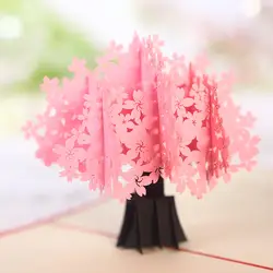 3D стерео поздравительная открытка креативный Вишневое дерево праздничная открытка романтическая вишневая бумага резьба Вишневый цветок