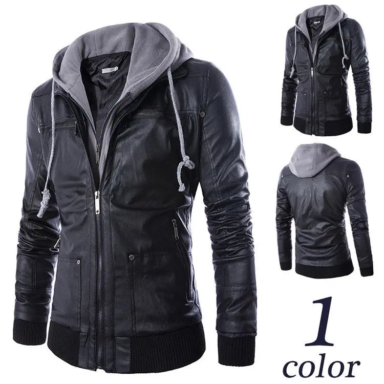 Jacket Jacket Slim Coat Hooded Biker  Lapel Men's PU Leather Jacket   Hooded Lapel Slim Biker Motorcycle Jacket Coat  Jacket Jacket Slim Coat Hooded Biker  Lapel Men's PU Leather Jacket   Hooded Lapel Slim Biker Motorcycle Jacket Coat