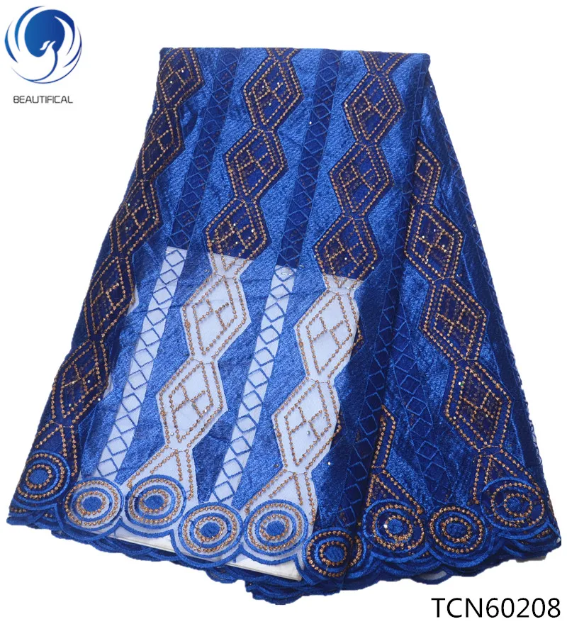 

BEAUTIFICAL nigerian tulle lace fabric 2018 high quality lace materials african materials 5 yards blue net lace fabric TCN602