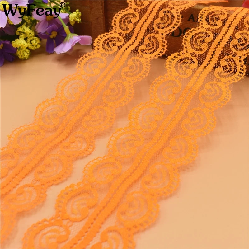 

New 10 Yards Beautiful Orange Lace Ribbon Tape 45MM Lace Trim Fabric DIY Embroidered Net Lace For Sewing Decoration lace fabric