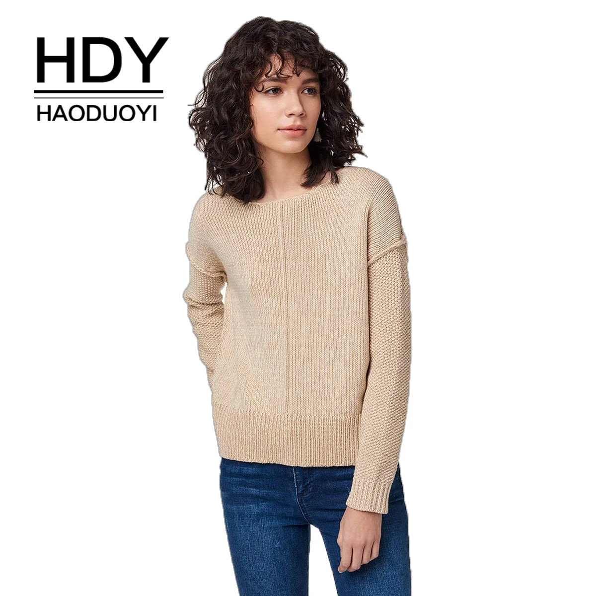 

HDY AHAODUOYI Simple And Versatile Two-piece Tops Design V-neck Kink For Casual Wear Short Sweater