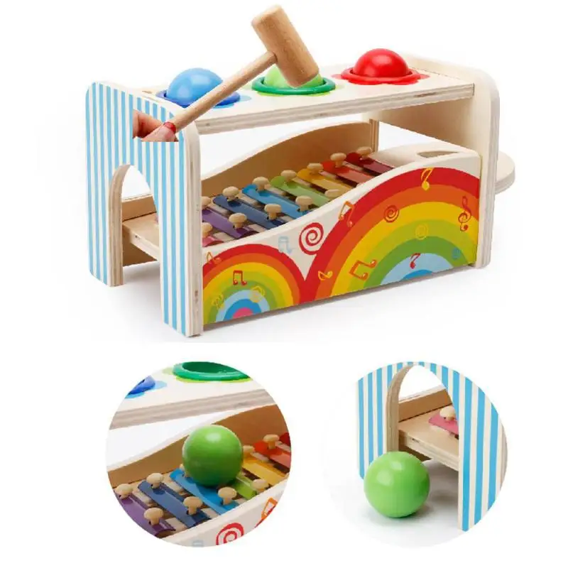 Детские Музыкальные инструменты Детские деревянные игрушки перкуссионные музыкальные обучения ритм развивающие, безопасные стук познавательные Цвет на мяч
