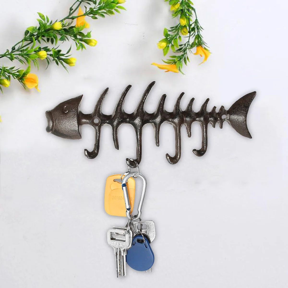 

Rustic Wall Mount Hook Cast Iron Coat key Clothes Towel Hat Fish Bone Peg Door Wall Window Hanger Holder Home Kitchen